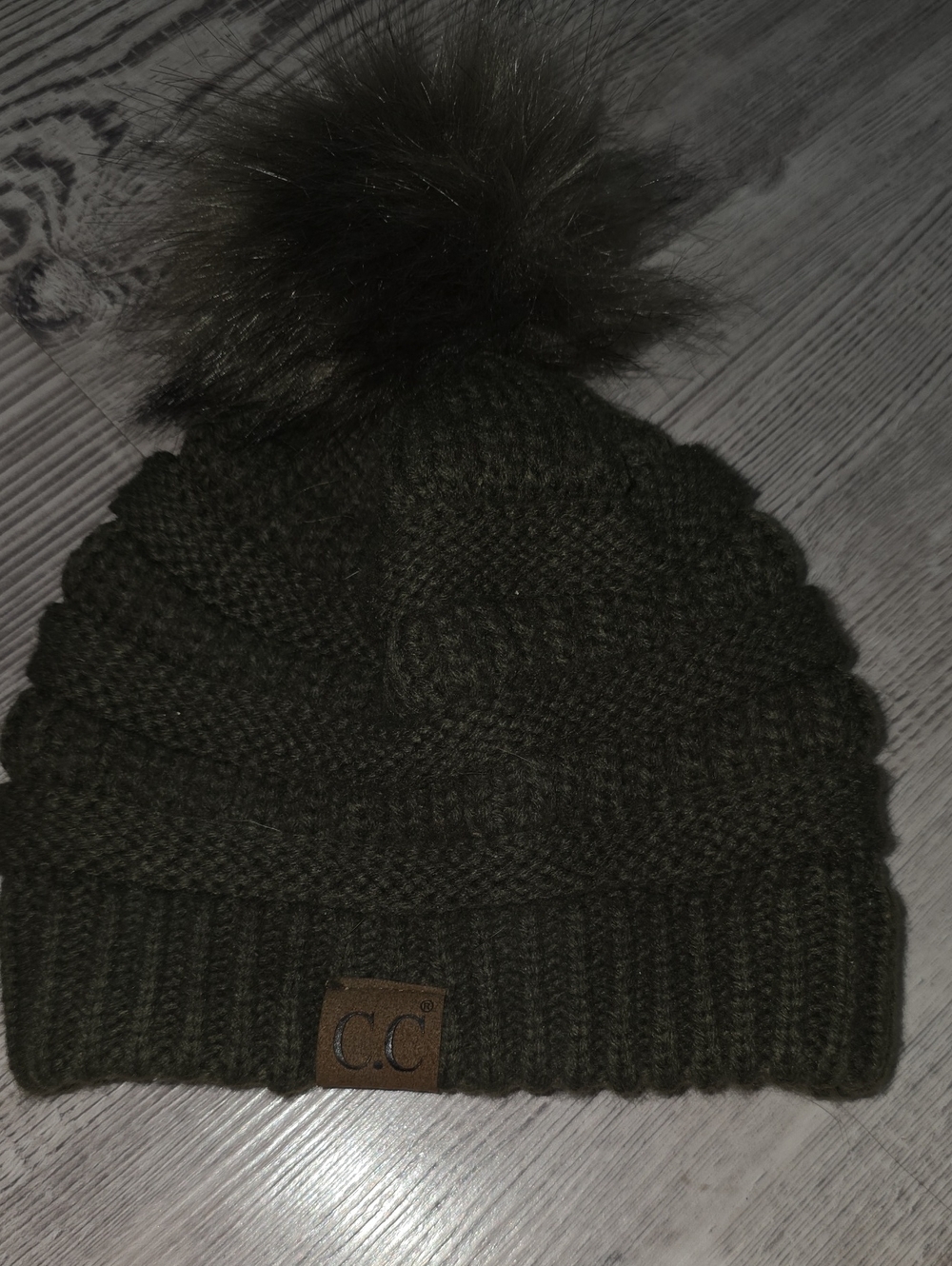 C.C Kids Olive Green Pom Pom Beanie